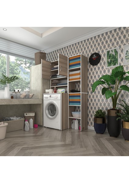 Kenzlife çamaşır makinesi dolabı hayzummaks crd 180*096*55 banyo kiler çift kapaklı arkalıklı