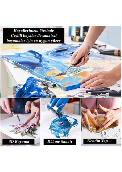 Yuvarlak Tuval 40X40 cm 1 Adet Arkadan Zımbalı Astarlı Resim Tuvali Akrilik Boya Yağlı Boya