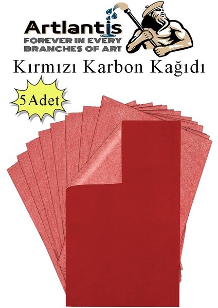 Kırmızı Karbon Kağıdı A4 5 Adet 21X29,7 cm Kopya Kağıdı Transfer Kağıdı Renkli Karbon Kağıdı