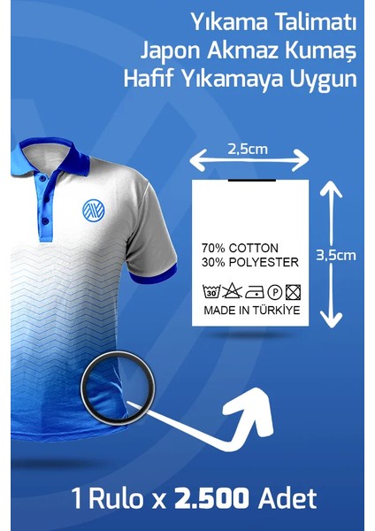 Netsan Etiket Yıkama Talimatı Etiketi - 70% Cotton - 30% Polyester 2500'LIK Sarım