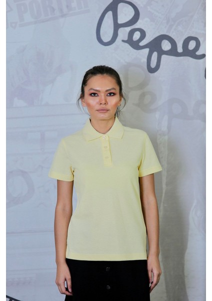 Kadın %100 Pamuk Polo Yaka Büyük Beden Düz T- Shirt