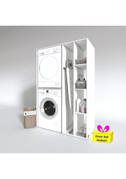 Kenzlife çamaşır-kurutma makinesi dolabı alyusha byz 180*120*60 banyo arkalıksız + tekli duvar rafı hediyeli