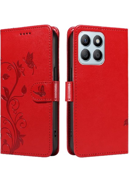 El Kayışı Kabartmalı Kelebek Cüzdan Telefon Kılıfı ile Onur X8B Için Kılıf (Yurt Dışından)