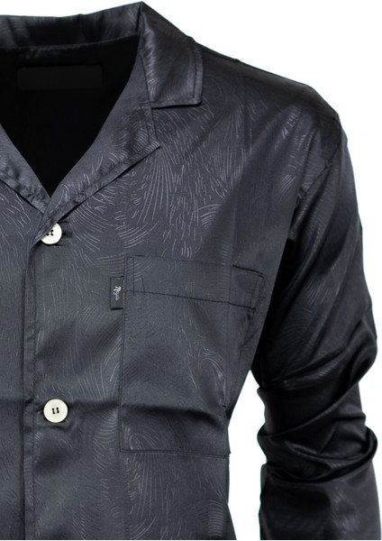 Erkek Klasik Model Saten Gecelik Gömlek Premium Ipeksi Saten Kumaş Desenli Cepli Tam Kalıp modelleri