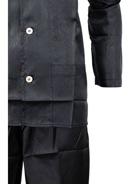 Erkek Klasik Model Saten Gecelik Gömlek Premium Ipeksi Saten Kumaş Desenli Cepli Tam Kalıp fırsatları