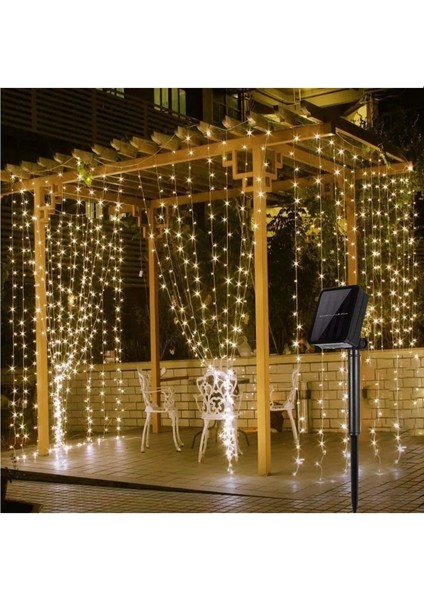 Güneş Enerjili 2x2 mt Perde LED Solarlı Peri Tel LED