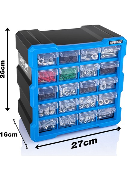 ASR-6006 Super Bag Monoblok 20 Çekmeceli Organizer Seti