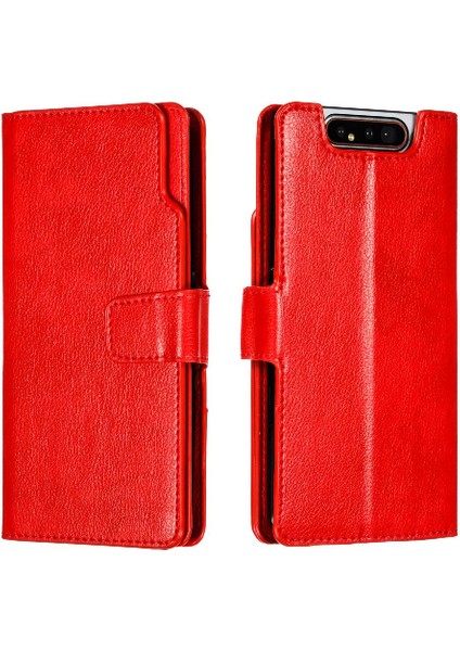 Samsung Galaxy A80 Kickstand Manyetik Pu Deri Cüzdan 9 Kart (Yurt Dışından)