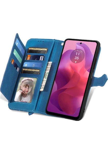 Motorola Moto G24 Çoklu Kart Yuvası Flip Fermuar Tarzı Cüzdan Için Kılıf (Yurt Dışından)