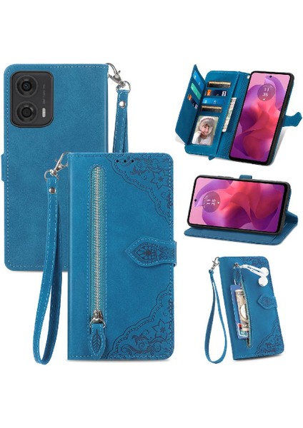 Motorola Moto G24 Çoklu Kart Yuvası Flip Fermuar Tarzı Cüzdan Için Kılıf (Yurt Dışından) modelleri
