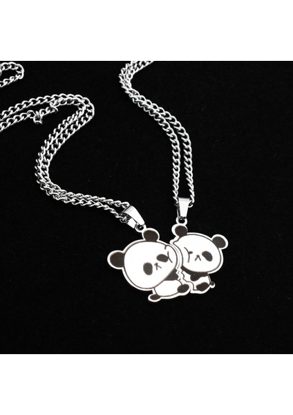 2 Adet Panda Kolye Sevimli Çift Bff Kolye (Yurt Dışından)