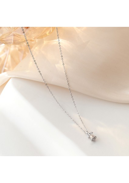 Gümüş Gül Kolye Çiçek Yaka Kemiği Zincir (Yurt Dışından) modelleri