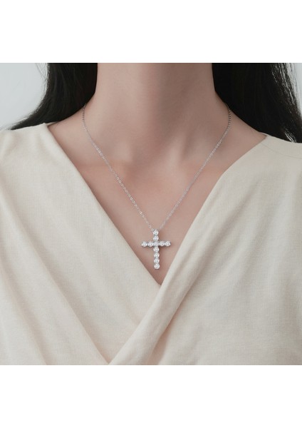 925 Gümüş Haç Kolye Tamamı Pırlantalı Zincir (Yurt Dışından) fiyatları