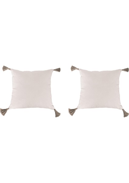 3'lü Hasır Püsküllü Naturel Keten Karışımlı Kırlent Kılıfı Krem fiyatları