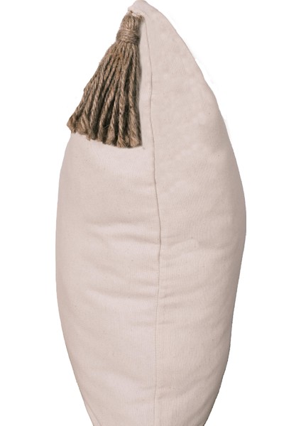 3'lü Hasır Püsküllü Naturel Keten Karışımlı Kırlent Kılıfı Krem fırsatları