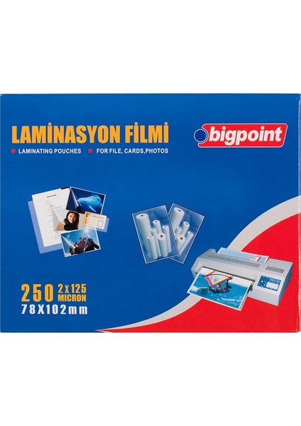 Laminasyon Filmi 78X102MM 125 Mikron 200'LÜ Kutu