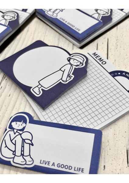 3 Parça Farklı Boyutlarda Mavi Sticky Note Set / Post-it / Bloknot / Not Kağıdı
