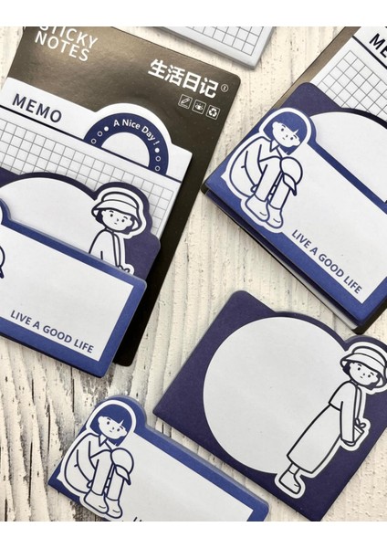3 Parça Farklı Boyutlarda Mavi Sticky Note Set / Post-it / Bloknot / Not Kağıdı