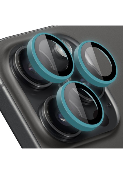 Buff iPhone 15 Pro Max / 15 Pro Neon Metal Lens Koruyucu Sky Blue