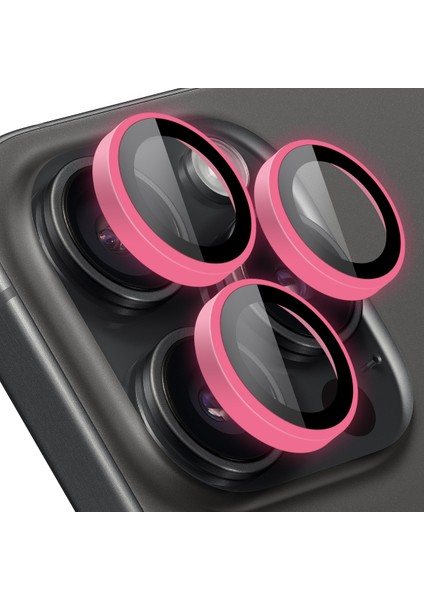 iPhone 15 Pro Max / 15 Pro Neon Metal Lens Koruyucu Pink