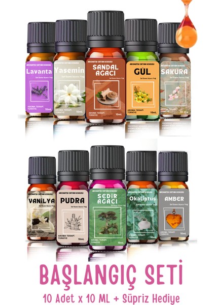 Başlangıç - Tanışma Seti 10 Adet - Saf Esansiyel Yağ - Oda ve Ortam Kokusu - Aromatik Uçucu Yağ 10X10ML