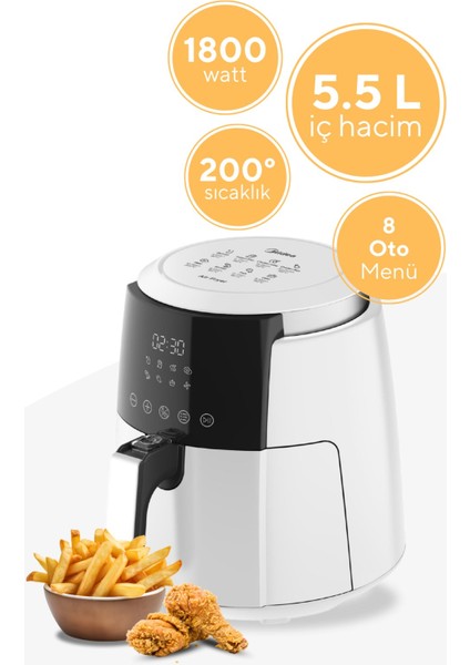 Beyaz Xl Digital Fastfryer ( Yağsız Fritöz Airfryer ) Haf-02