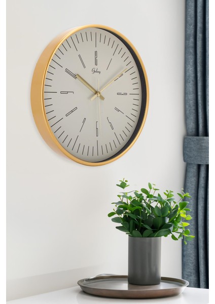Dekoratif Beyaz Kadranlı Gold Duvar Saati 29.5 cm