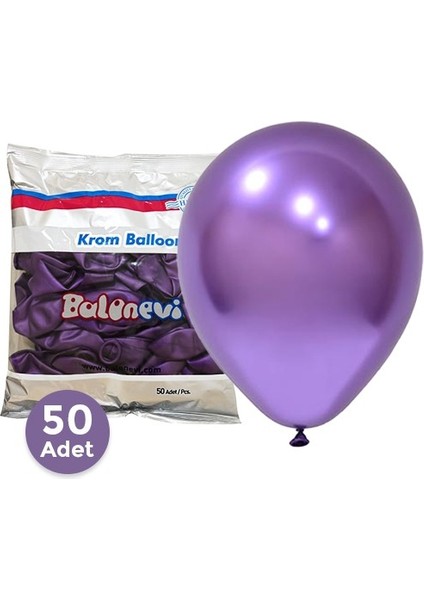 Mor Krom Balon 50 Adet (30 Cm)