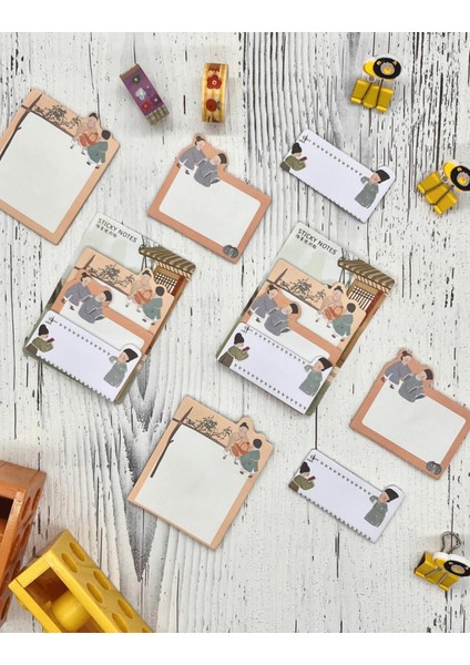 3 Parça Farklı Boyutlarda Turuncu Sticky Note Set / Post-it / Bloknot / Not Kağıdı