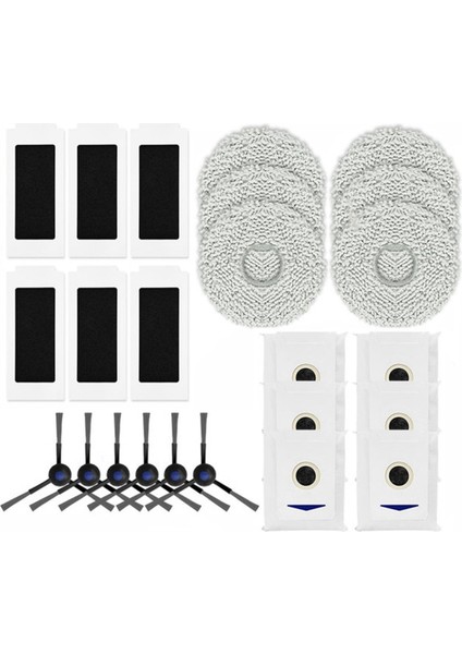24 Adet Yedek Parçalar Deebot T30 Pro OMNI/DDX14/T30 Max Vakum Yan Fırça Hepa Filtre Paspas Bez Toz Torbası (Yurt Dışından)
