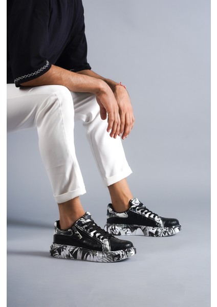 Siyah Crocodile, %100 Vegan & Pamuk Iç Astar, Topuk Boyu 4 Cm, Günlük Şık Tasarım Erkek Sneaker