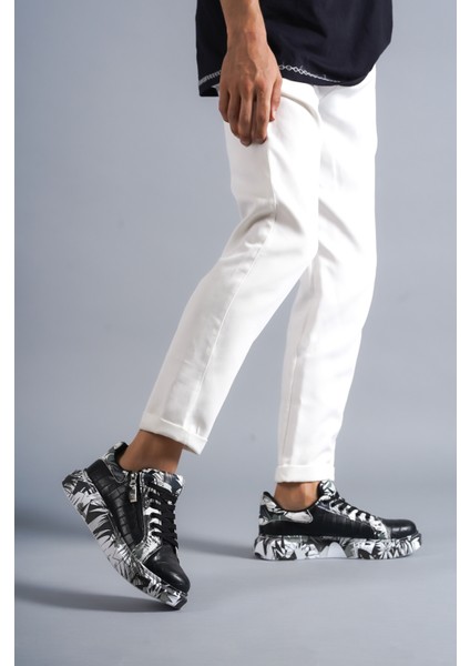 Siyah Crocodile, %100 Vegan & Pamuk Iç Astar, Topuk Boyu 4 Cm, Günlük Şık Tasarım Erkek Sneaker