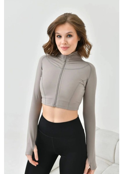 Kadın Crop Spor Ceket modelleri