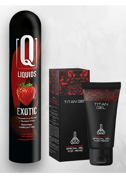 Aşkın Deposu Q Liquids Çilek Aromalı 125 ml Kayganlaştırıcı Jel + Titan Penis Bakım Kremi 50ML