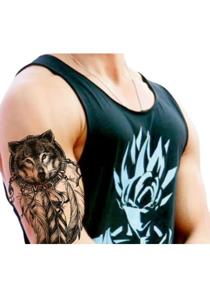 Gerçekci Geçici Kurt Desenli Dövme Sahte Etiket Kadın Erkek Kol Bacak modelleri