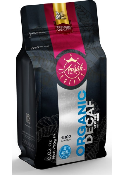 Decaf Kafeinsiz Kahve (Çekirdek) | Organik | Swiss Water %100 Arabica | 250G