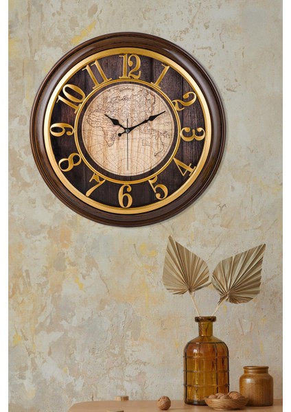 Fındık Kasa Gold Rakamlı Duvar Saati 44.5 cm