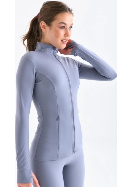 Kadın Gri Sporcu Hırkası UPF+40 Güneş Korumalı Ultra Esnek Poliamit Elastan Outdoor Ceket fiyatları