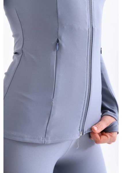 Kadın Gri Sporcu Hırkası UPF+40 Güneş Korumalı Ultra Esnek Poliamit Elastan Outdoor Ceket fırsatları