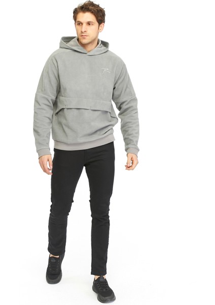 Erkek Kapüşonlu Polar Sweatshirt Dıves Gri indirimleri