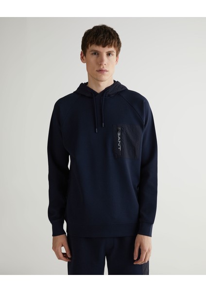 Erkek Lacivert Regular Fit Kapüşonlu Logolu Sweatshirt 2524129T.433
