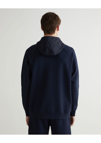 Erkek Lacivert Regular Fit Kapüşonlu Logolu Sweatshirt 2524129T.433