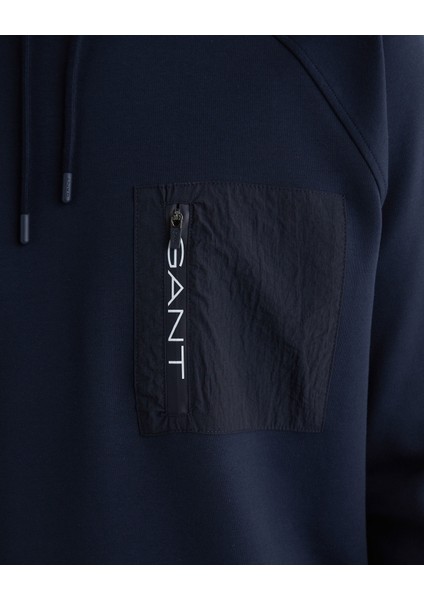 Erkek Lacivert Regular Fit Kapüşonlu Logolu Sweatshirt 2524129T.433