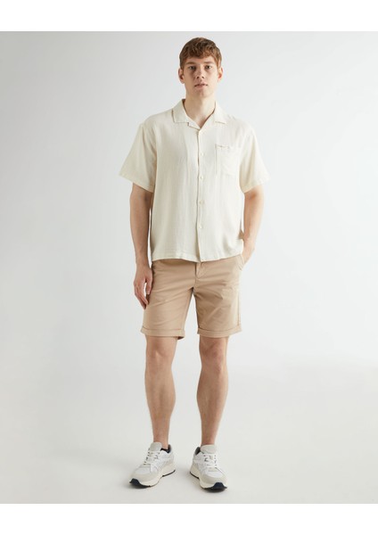 Erkek Bej Regular Fit Klasik Yaka Gömlek 3824113T.130