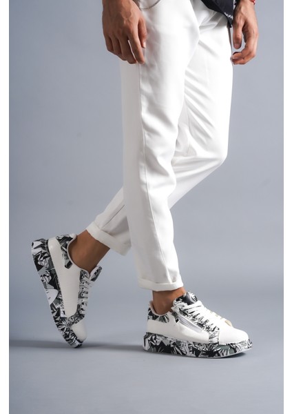 Beyaz-Siyah Crocodile, %100 Vegan&pamuk Iç Astar, Topuk Boyu 4 Cm, Günlük Şık Tasarım Erkek Sneaker fiyatları