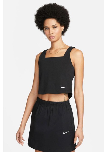 Sportswear Jersey Kadın Siyah Kolsuz T-Shirt modelleri