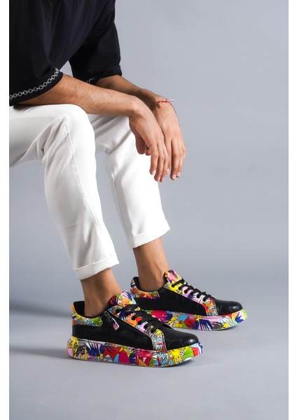 Siyah-Kırmızı Crocodile, %100 Vegan&pamuk Iç Astar, Topuk Boyu 4 cm Günlük Şık Tasarım Erkek Sneaker