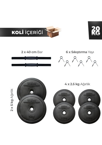 20 kg Dambıl Seti (Dumbell) Ağırlık Seti