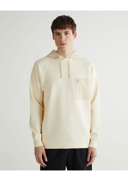 Erkek Krem Regular Fit Kapüşonlu Logolu Sweatshirt 2524129T.130
