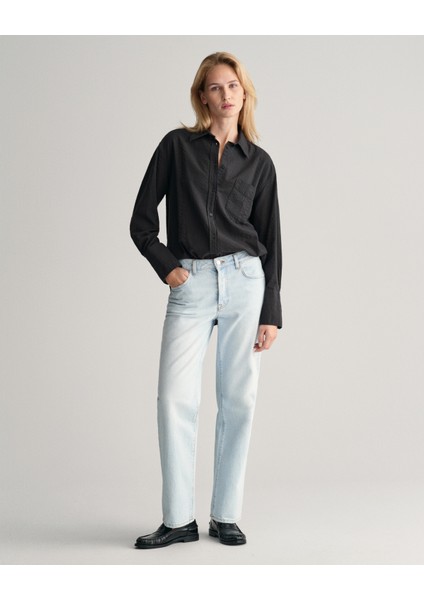 Kadın Siyah Relaxed Fit Klasik Yaka Gömlek 4300312.5